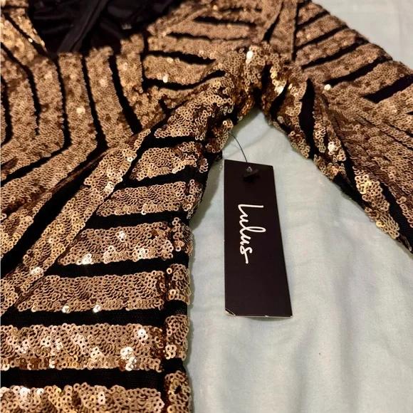 Lulus Party in Hills Black and Gold Sequin Bodycon Dress - Picture 7 of 7